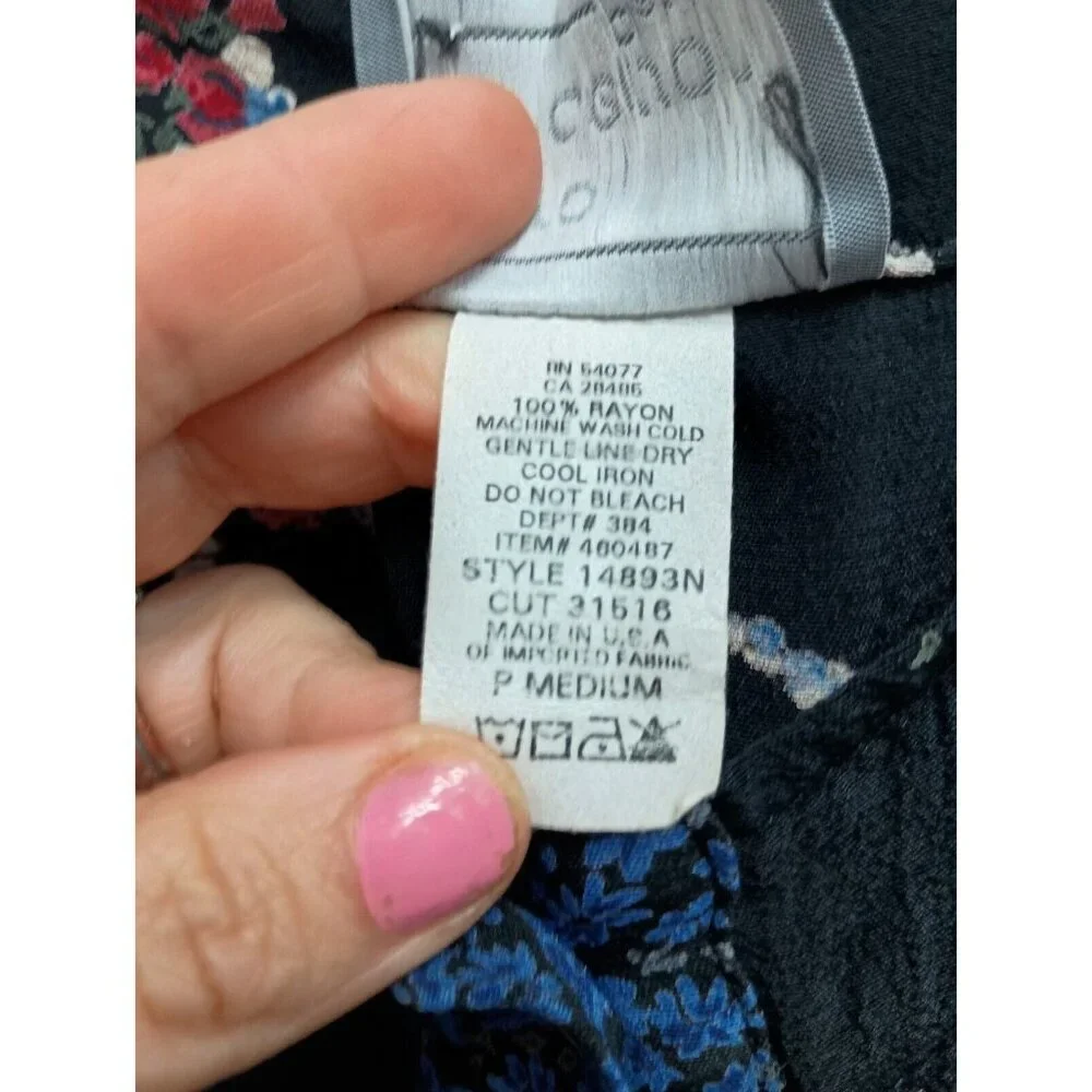 VTG Carol Anderson Womens Sleeveless Maxi Dress Medium Petite Blue Floral BOHO - Picture 6 of 8